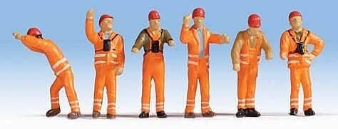 German Railroad Switchmen -- Orange Uniforms pkg(6), N, Noch Gmbh & Co 36275