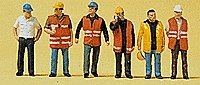 Modern Workmen -- With Warning Vests pkg(6), HO, Preiser Kg 10420
