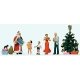 Merry Christmas -- Santa, 4 Figures & Tree, HO, Preiser Kg 10652