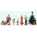 Merry Christmas -- Santa, 4 Figures & Tree, HO, Preiser Kg 10652
