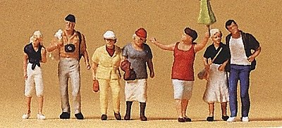 Spectators -- Guide w/Tourists, HO, Preiser Kg 10455