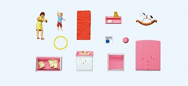 Mother Changing Diapers -- Mother, Baby & Nursery Furniture, HO, Preiser Kg 10645