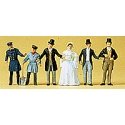 Passengers -- Vintage Engine Crew w/Standing Passengers pkg(6), HO, Preiser Kg 12046