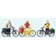Standing Cyclists in Sportswear w/Bikes -- Set 1 pkg(3), HO, Preiser Kg 10643