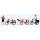 Cyclists′ Short Break w/Bikes -- pkg(3), HO, Preiser Kg 10659
