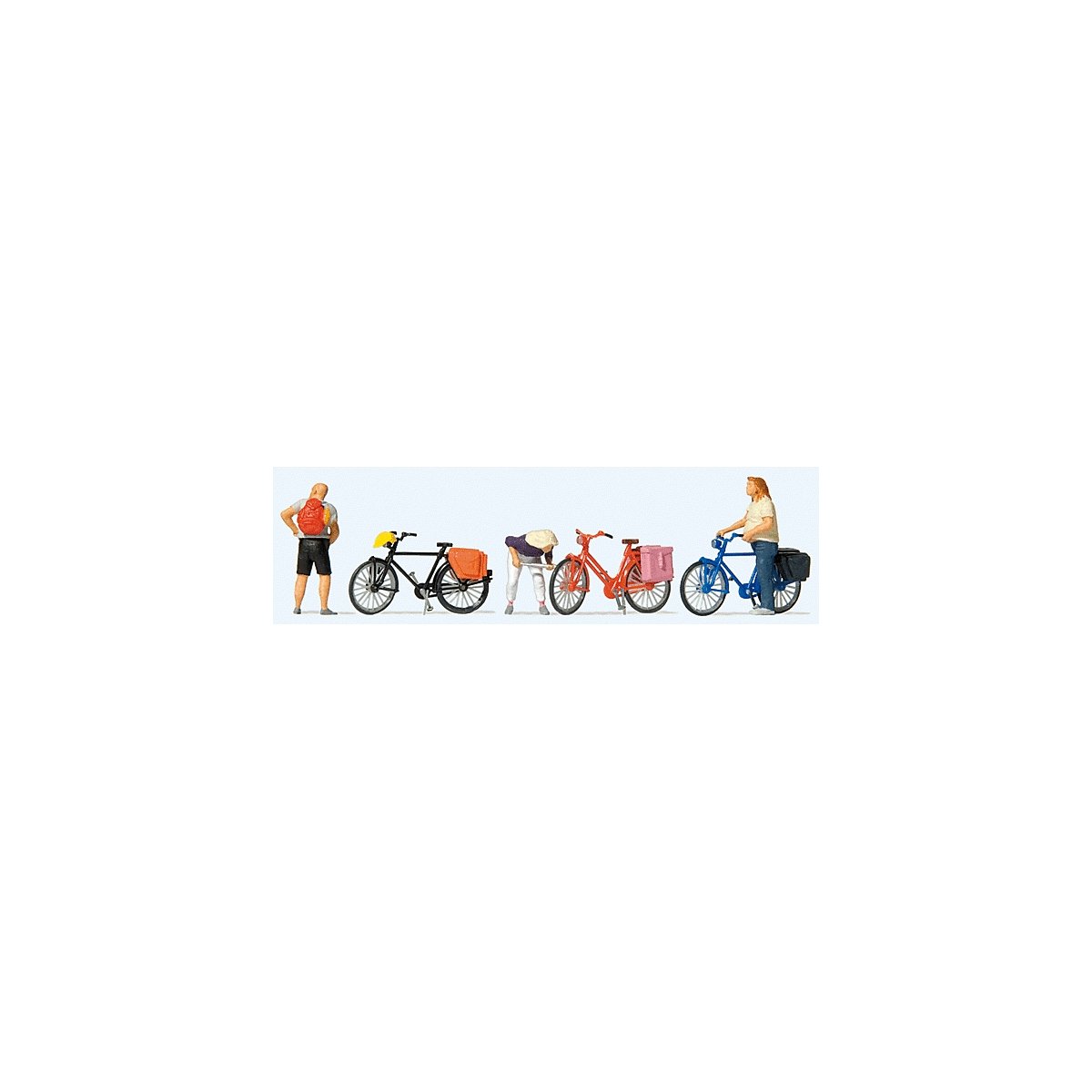 Cyclists′ Short Break w/Bikes -- pkg(3), HO, Preiser Kg 10659