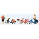 Cyclists′ Short Break w/Bikes -- pkg(3), HO, Preiser Kg 10659