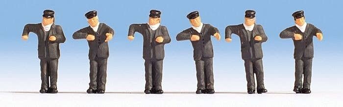 Steam Locomotive Crewmen (Engine Drivers) -- Black Uniforms pkg(6), N, Noch Gmbh & Co 36281