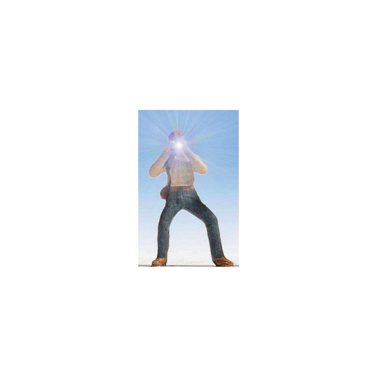 Railfan Photographer with Working Camera Flash -- Blue Pants, HO, East Coast Circuits 95105