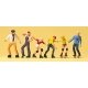 Pedestrians -- Rollerskaters & Skateboarders pkg(6), HO, Preiser Kg 10074