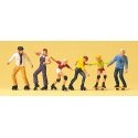 Pedestrians -- Rollerskaters & Skateboarders pkg(6), HO, Preiser Kg 10074