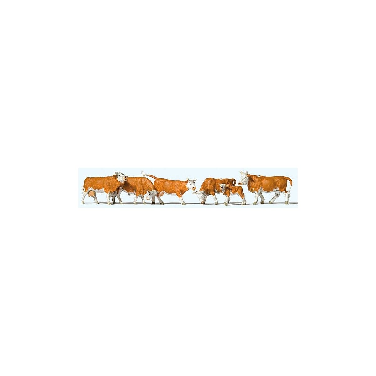 Cows -- Brown, White pkg(6), HO, Preiser Kg 10146