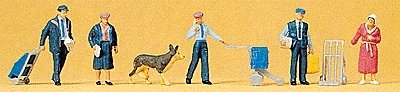 People Working -- German Postal Workers & Accessories pkg(5), HO, Preiser Kg 10248
