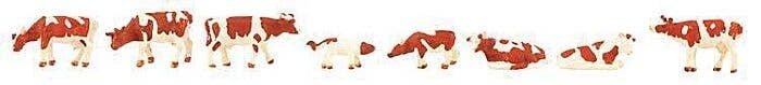 Cows -- Brown and White pkg(8), N, Faller Gmbh 155902