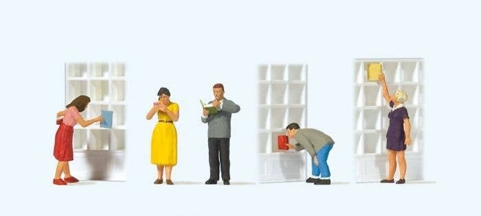 At the Bookstore -- pkg(5) (Shelves Sold Separately), HO, Preiser Kg 10675