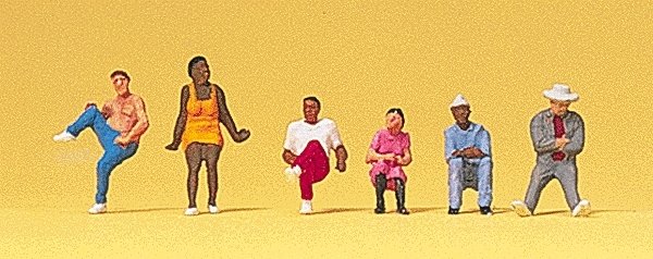 Pedestrians -- People Sitting On Stairs pkg(6), N, Preiser Kg 79174