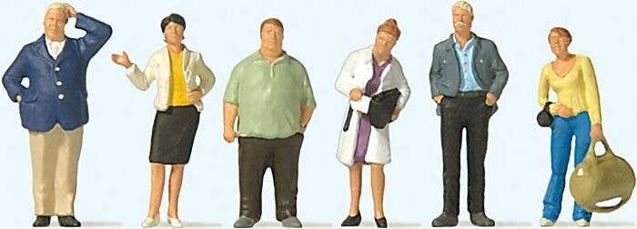 Waiting Train Travelers -- pkg(6), HO, Preiser Kg 10734