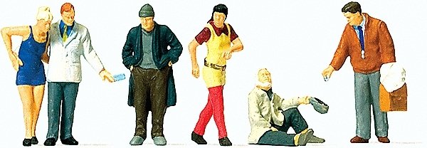 Pedestrians -- On the Street pkg(6), HO, Preiser Kg 10591