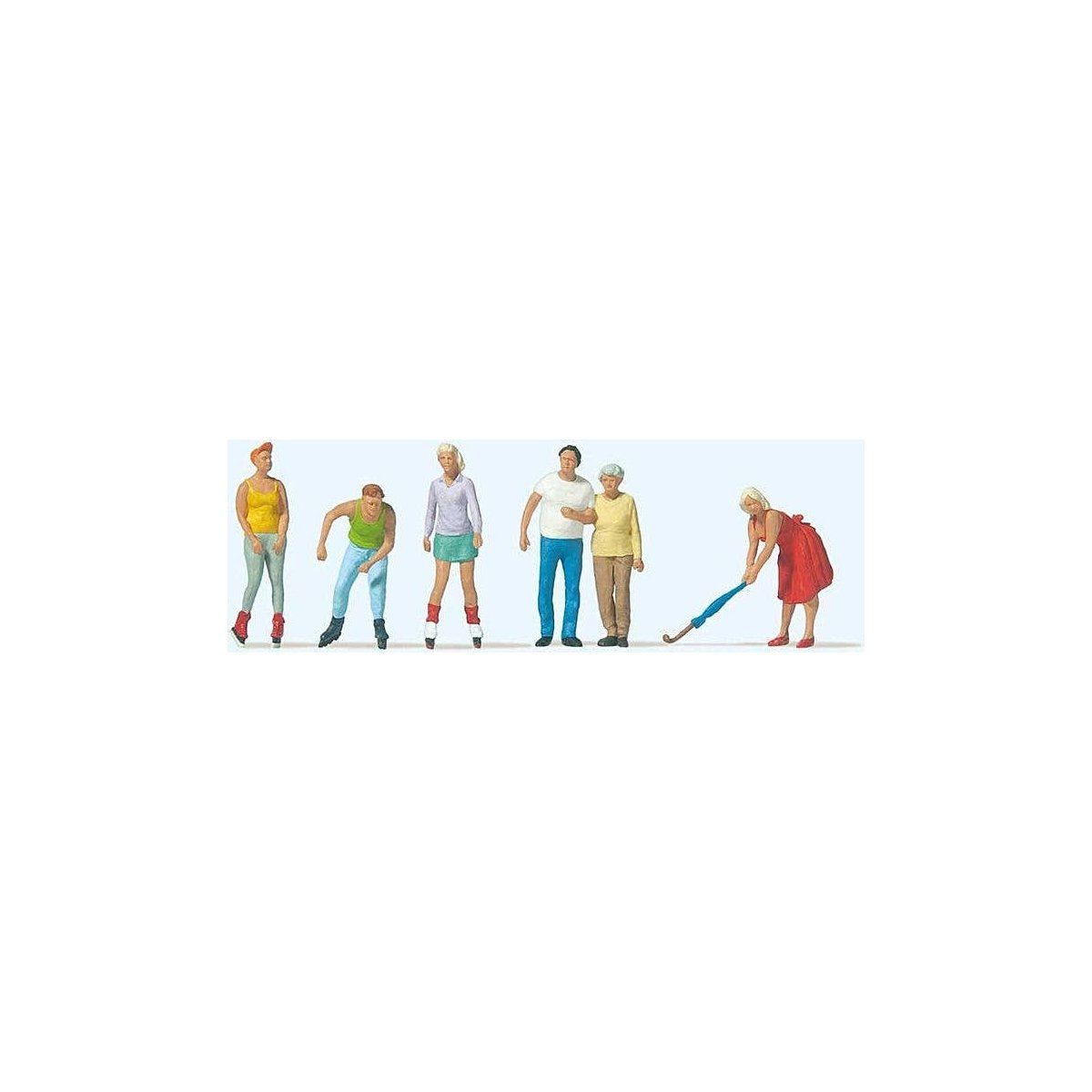 Skaters and Passers-By -- pkg(6), HO, Preiser Kg 10740