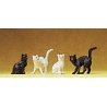 Domestic Animal Figures, 1/24 - 1/25 Scale -- Assorted Cats, 1/25, Preiser Kg 47063