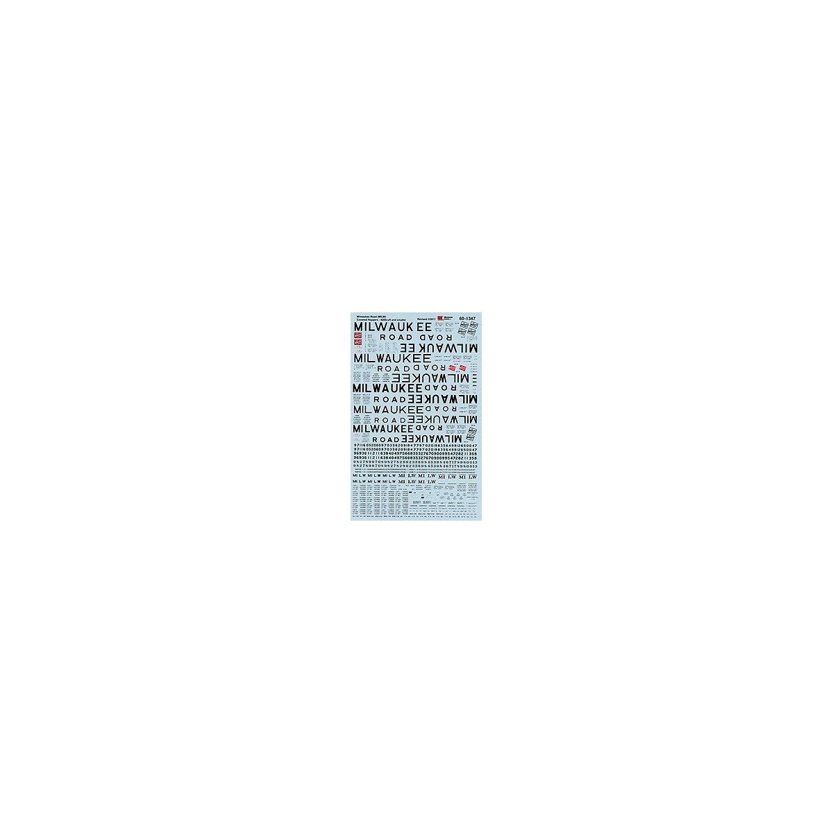 Railroad Decal Set -- Milwaukee Road 4000 Cubic Foot & Smaller Covered Hoppers, N, Microscale Industries Inc 601347