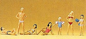 Recreation & Sports -- Children & Teens at the Pool pkg(7), HO, Preiser Kg 10308