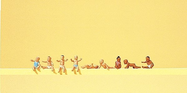 Children -- Assorted Babies pkg(9), HO, Preiser Kg 10529