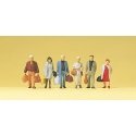 Pedestrians -- Walking Railway Travellers pkg(6), HO, Preiser Kg 14070