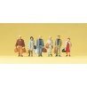 Pedestrians -- Walking Railway Travellers pkg(6), HO, Preiser Kg 14070
