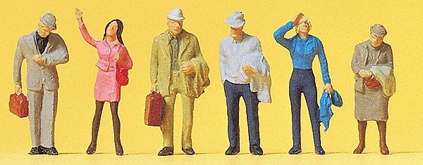 Passengers -- Waiting pkg(6), HO, Preiser Kg 14088