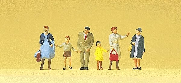 Pedestrians -- Passers-By Wearing Coats pkg(6), HO, Preiser Kg 14069