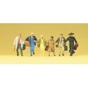 Pedestrians -- Travellers Hurrying pkg(6), HO, Preiser Kg 14068