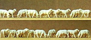 Animals -- Sheep (white) pkg(18), HO, Preiser Kg 14161