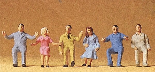 Seated Drivers & Passengers pkg(6), HO, Preiser Kg 14015