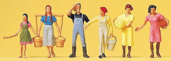 Working People -- People on the Farm 2 pkg(6), HO, Preiser Kg 14083