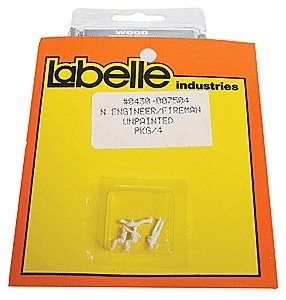 Steam-Era Engineer & Fireman Set (Unpainted) -- 1 Each: Waving, Sitting, Slouching & Leaning, N, Labelle Industries 7504