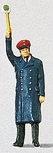 Individual Figure - Railway Personel -- Platform Dispatcher w/Signal Paddle, HO, Preiser Kg 28002