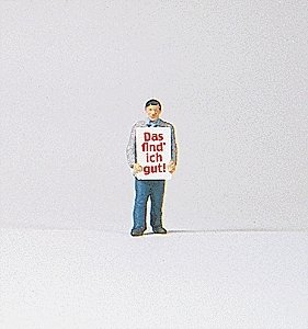 Individual Figure - Working People -- Man Carrying Sandwich Board Sign, HO, Preiser Kg 29049