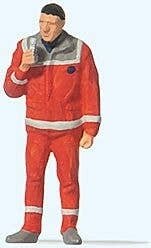 Paramedic Individual Figure -- Red Uniform, HO, Preiser Kg 28240