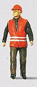 Individual Figure - Railway Personel -- Modern Switchman w/Safety Vest, HO, Preiser Kg 28008