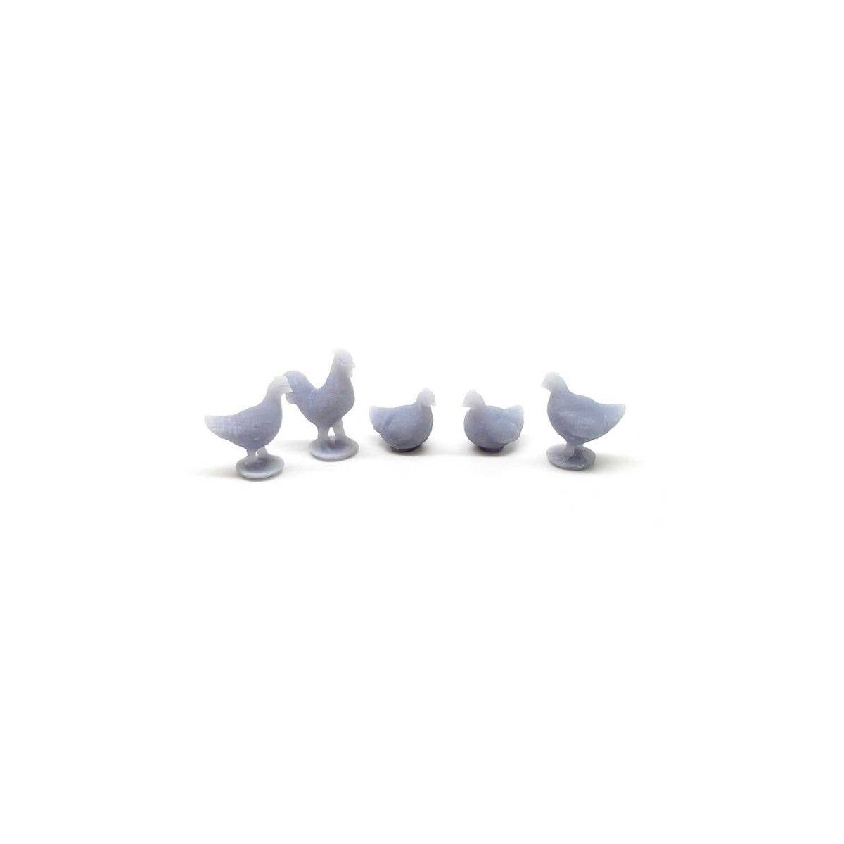 Chickens pkg(5), HO, All Scale Miniatures 870999