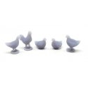 Chickens pkg(5), HO, All Scale Miniatures 870999