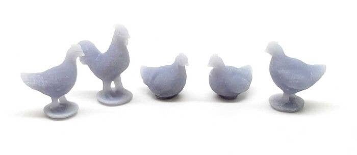 Chickens pkg(5), HO, All Scale Miniatures 870999