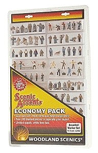 Scenic Accents(R) Economy Figure Packs -- Worker (Over 100 Figures), HO, Woodland Scenics 2052