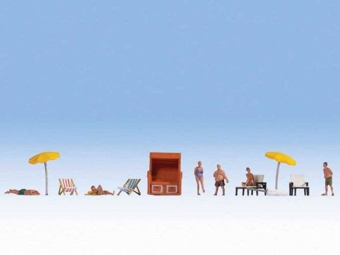 Bathing - Swimming - Beach with Accessories -- 6 Figures, Beach-Pool Accessories, HO, Noch Gmbh & Co 16205