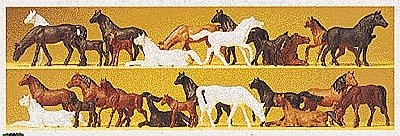 Animals -- Horses pkg(26), HO, Preiser Kg 14407