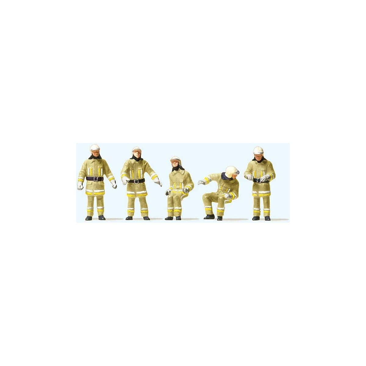Modern Firemen Fire Truck Team -- Beige Uniforms pkg(5), HO, Preiser Kg 10773