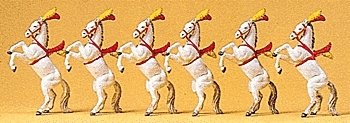 Animals -- Performing (Liberty/High School) Horses pkg(6), HO, Preiser Kg 20382