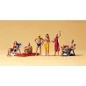 Recreation & Sports -- Beachgoers (3 Sitting, 3 Standing), HO, Preiser Kg 10428