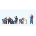 US Railway Personnel on Break -- 5 Workers w/Tables & Chairs, HO, Preiser Kg 10601